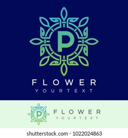 flower initial Letter P Logo design