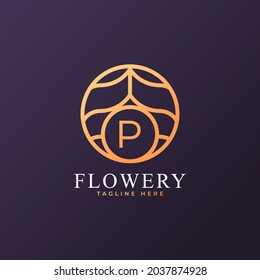 Flower Initial Letter P Logo Design Template Element. Eps10 Vector