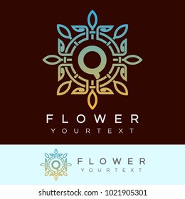 flower initial Letter Q Logo design