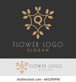 flower initial Letter Q Logo design