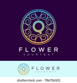 flower initial Letter Q Logo design