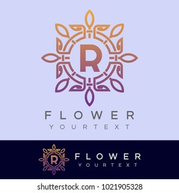 flower initial Letter R Logo design