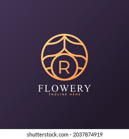 Flower Initial Letter R Logo Design Template Element. Eps10 Vector