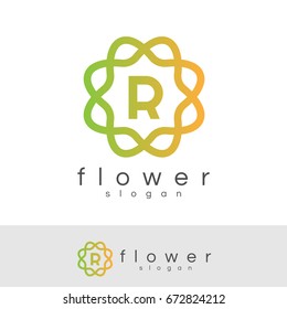 flower initial Letter R Logo design