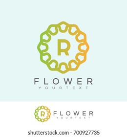 flower initial Letter R Logo design