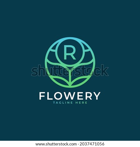 Flower Initial Letter R Logo Design Template Element. Eps10 Vector
