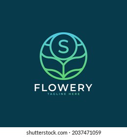 Flower Initial Letter S Logo Design Template Element. Eps10 Vector