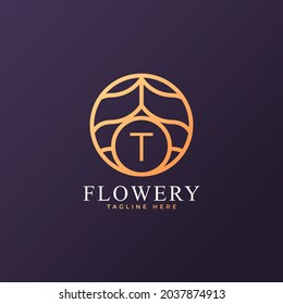 Flower Initial Letter T Logo Design Template Element. Eps10 Vector