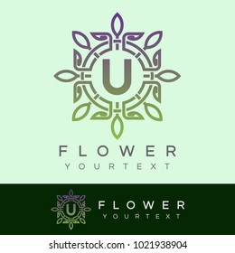 flower initial Letter U Logo design
