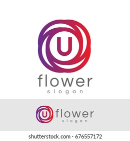 flower initial Letter U Logo design