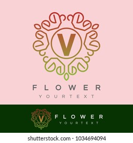 flower initial Letter V Logo design