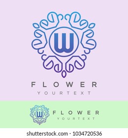 flower initial Letter W Logo design