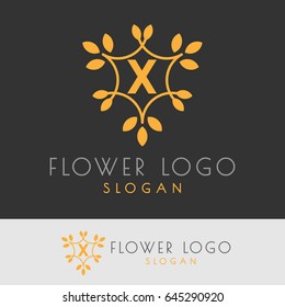 flower initial Letter X Logo design