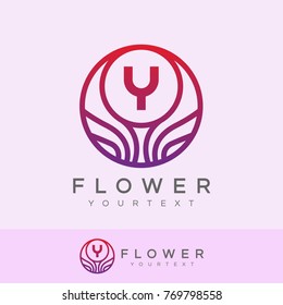 flower initial Letter Y Logo design