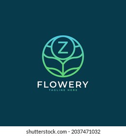 Flower Initial Letter Z Logo Design Template Element. Eps10 Vector