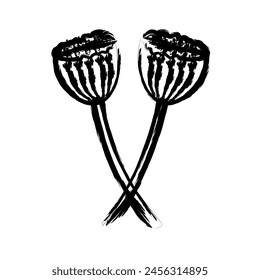 Flower Ink Brush Stroke Vector