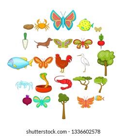 Flower insects icons set. Cartoon set of 25 flower insects vector icons for web isolated on white background