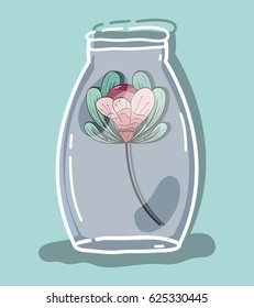 flower inside jar with nature botany