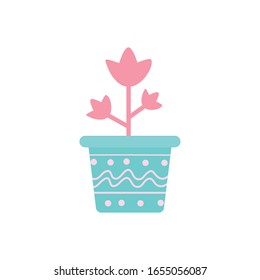 flower inside pot block gradient style icon design, floral nature plant ornament garden decoration and botany theme Vector illustration