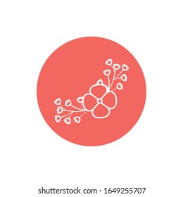 Flor dentro de la línea roja de bloque estilo icono diseño de icono, floral naturaleza adornado de jardín adorno de jardín y tema botánico Ilustración vectorial