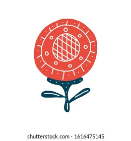 the flower is an inspired example of folk art in the Scandinavian style. vector illustration. perfect for decorating postcards, t-shirts or packaging.