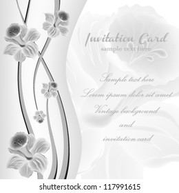 Flower invitation card. Romantic illustration background.