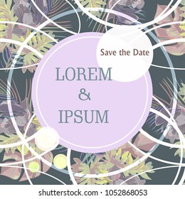 flower invitation with frame and floral pattern