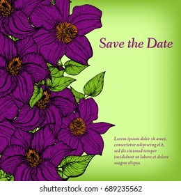 Flower invitation, save the date card template, abstract elegant pattern vector design editable. Hand drawn background. Floral design