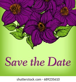 Flower invitation, save the date card template, abstract elegant pattern vector design editable. Hand drawn background. Floral design