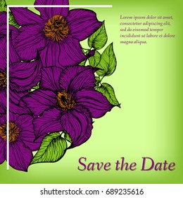 Flower invitation, save the date card template, abstract elegant pattern vector design editable. Hand drawn background. Floral design