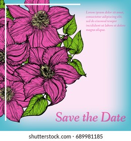 Flower invitation, save the date card template, abstract elegant pattern vector design editable. Hand drawn background. Floral design