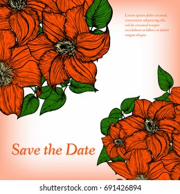 Flower invitation, save the date card template, abstract elegant pattern vector design editable. Hand drawn background. Floral design
