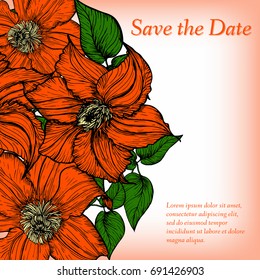 Flower invitation, save the date card template, abstract elegant pattern vector design editable. Hand drawn background. Floral design
