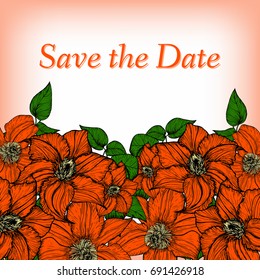 Flower invitation, save the date card template, abstract elegant pattern vector design editable. Hand drawn background. Floral design
