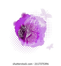 Fleur d'iris dessin à l'aquarelle, illustration vectorielle dessinée à la main. Conception pour l'invitation au mariage ou le design de beauté.