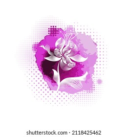 Flower of iris drawing by watercolor, hand drawn vector illustration. Design for weding invitation or beauty design.