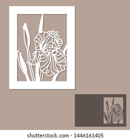 Flower iris Laser cutting template for decoration, wedding cards, invitations, interior decorative elements