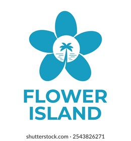flower island flat minimalist logo design