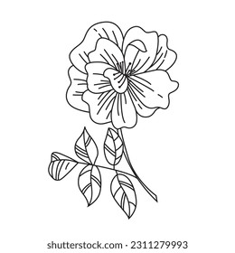 Blume einzelne Konturlinie Zeichnung. Großartiges Design für jeden Zweck. Doodle-Vektorgrafik. Schwarze Linie Farbseite.