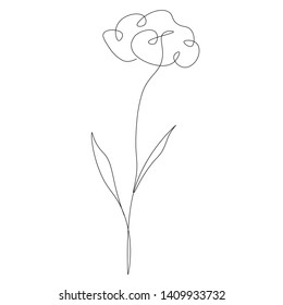 Flower isolated on white background continuous line drawing, vector illustration