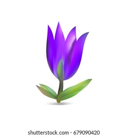 Flower flower isolated on white background. Realistic bluebell. Vector illustration.