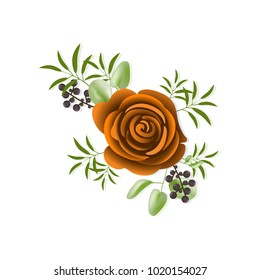 Flower isolated on white background.Modern design for t-shirt,print material,cloth and textile.Useful for invite and wedding card,wallpaper,poster,greeting card.Creative trendy art,vector illustration
