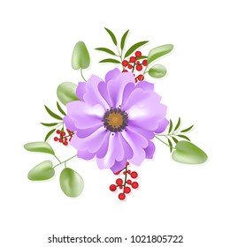 Flower isolated on white background.Modern design for t-shirt,print material,cloth and textile.Useful for invite and wedding card,wallpaper,poster,greeting card.Creative trendy art,vector illustration
