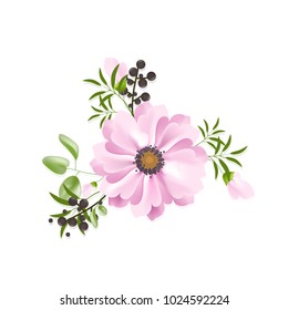Flower isolated on white background.Modern design for t-shirt,print material,cloth and textile.Useful for invite and wedding card,wallpaper,poster,greeting card.Creative trendy art,vector illustration