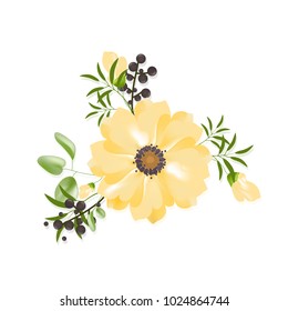 Flower isolated on white background.Modern design for t-shirt,print material,cloth and textile.Useful for invite and wedding card,wallpaper,poster,greeting card.Creative trendy art,vector illustration