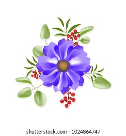Flower isolated on white background.Modern design for t-shirt,print material,cloth and textile.Useful for invite and wedding card,wallpaper,poster,greeting card.Creative trendy art,vector illustration