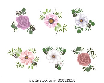 Flower isolated on white background.Modern design for t-shirt,print material,cloth and textile.Useful for invite and wedding card,wallpaper,poster,greeting card.Creative trendy art,vector illustration