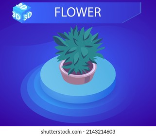 Icono de diseño isométrico de flores. Ilustración web de vectores. 3.ª colorida concepción