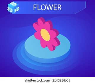 Blumenisometrisches Design-Symbol. Vektorgrafik, Web-Illustration. 3D-Farbkonzept