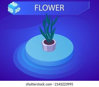 Flower isometric design icon. Vector web illustration. 3d colorful concept